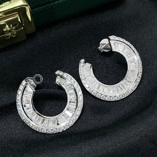 Diamond T-Square C-Shape Earrings - Exclusive Jewelry Piece - Jeweler.Jewelry