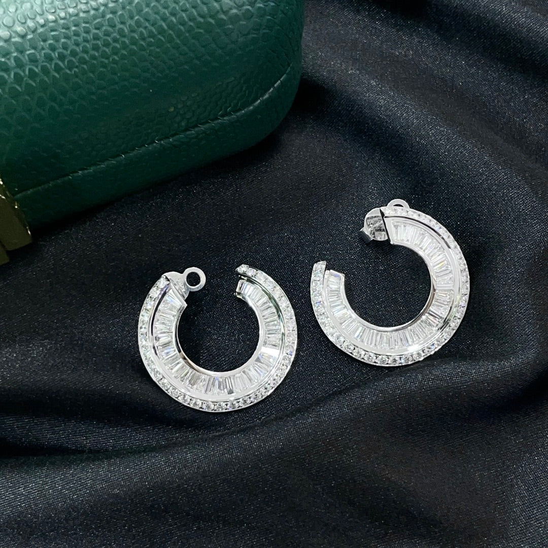 Diamond T-Square C-Shape Earrings - Exclusive Jewelry Piece - Jeweler.Jewelry