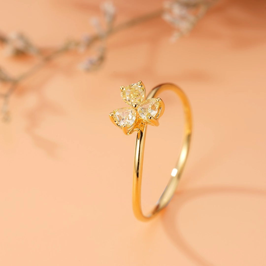 Diamond Three-Drop Ring in Yellow Gold - Luxurious Jewelry Piece - Yellow Diamond Ring