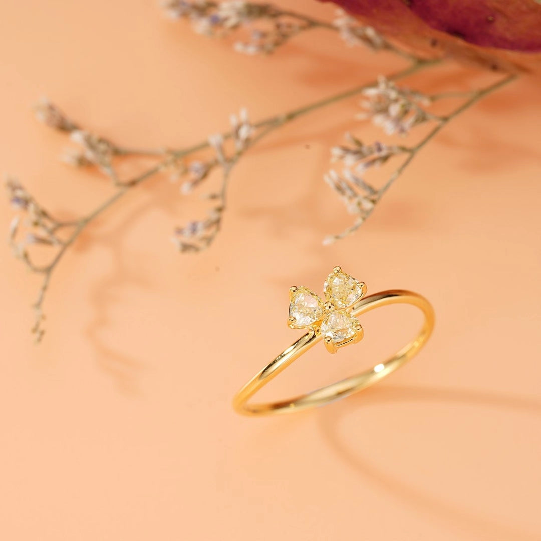 Diamond Three-Drop Ring in Yellow Gold - Luxurious Jewelry Piece - Yellow Diamond Ring