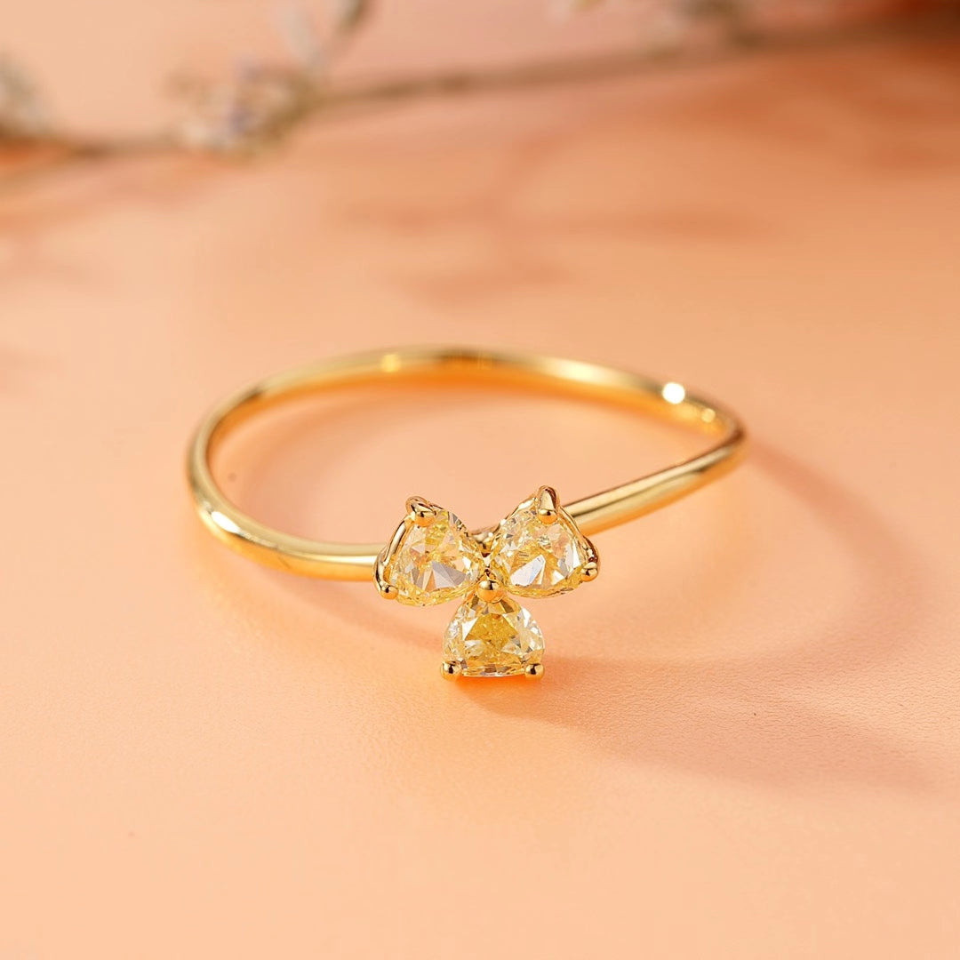 Diamond Three-Drop Ring in Yellow Gold - Luxurious Jewelry Piece - Yellow Diamond Ring