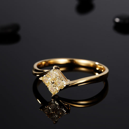 Diamond Twist Arm Ring in Elegant Tianzi Style Jewelry - Yellow Diamond Ring