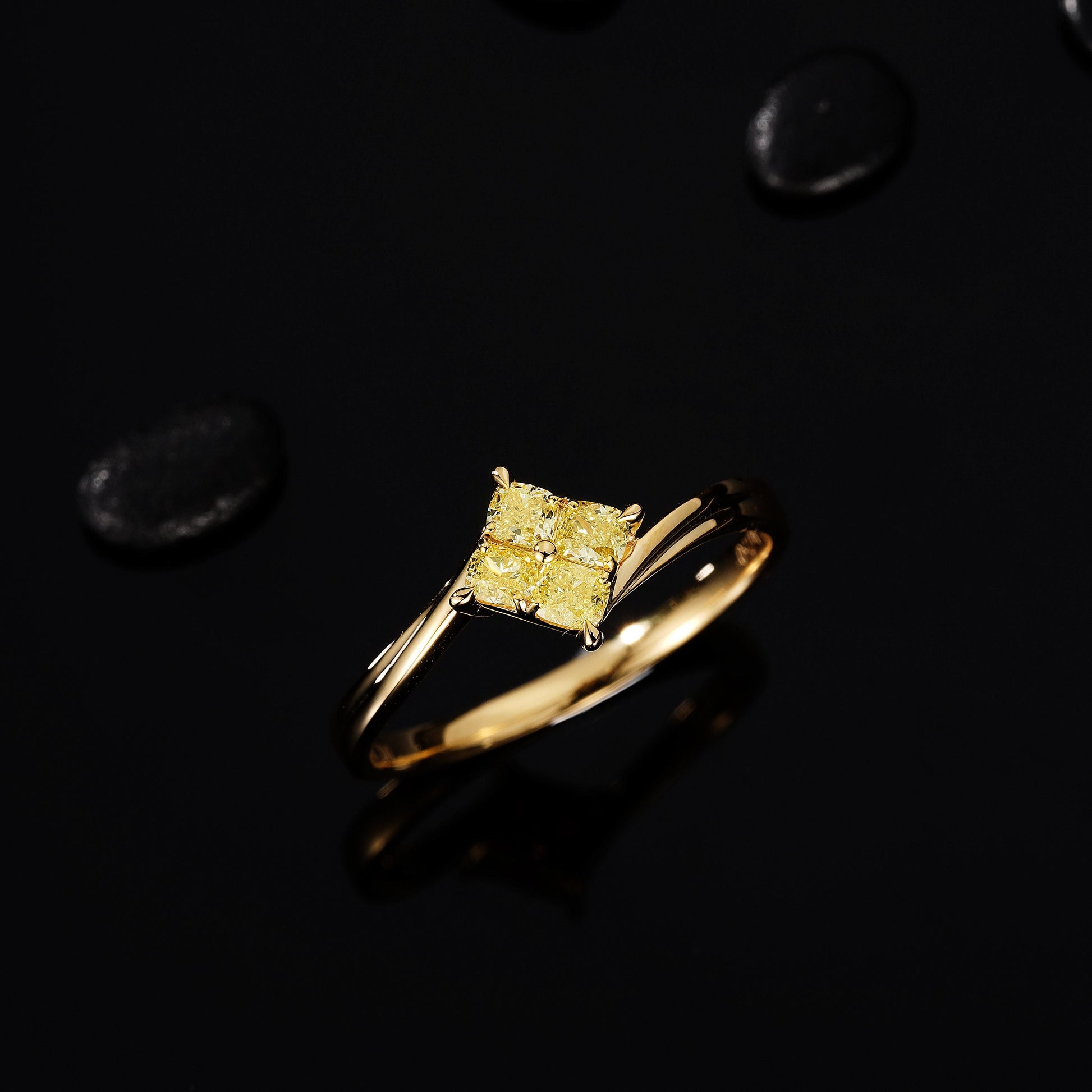 Diamond Twist Arm Ring in Elegant Tianzi Style Jewelry - Yellow Diamond Ring