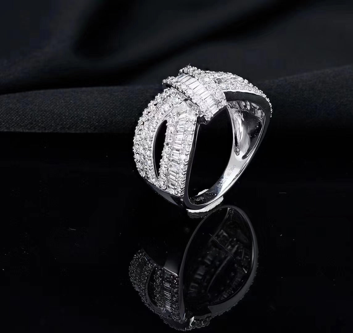 Diamond X Ring - Luxurious Jewelry Piece for Elegant Statements - White Diamond Ring