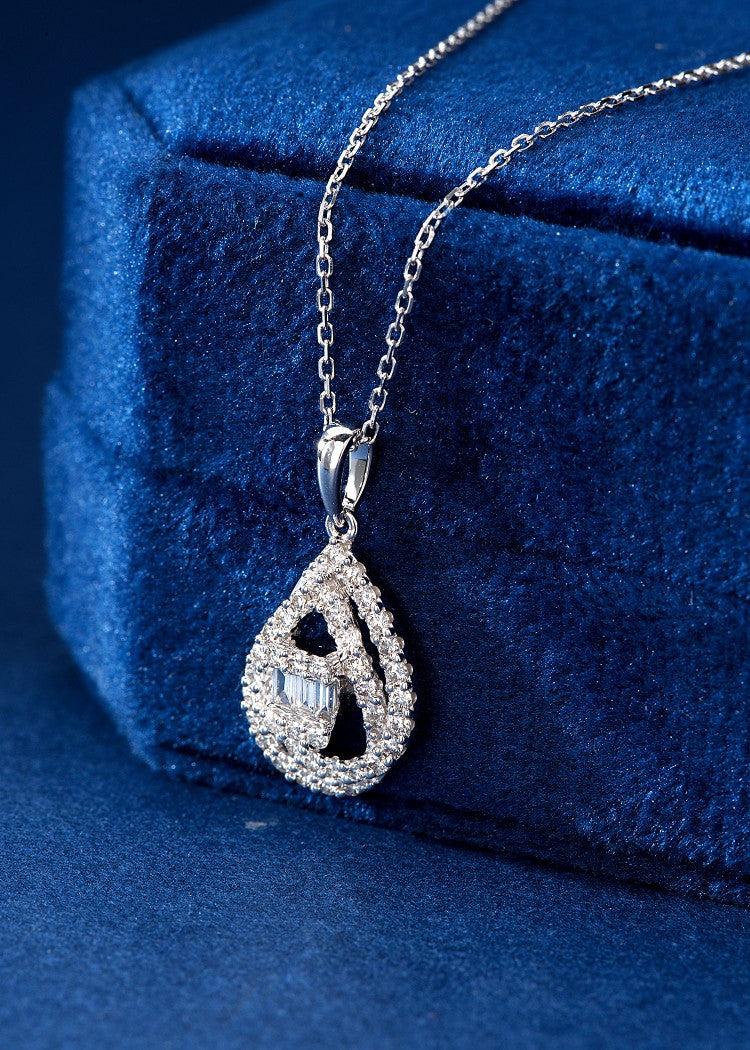 Double Droplet Pendant Jewelry - A Sparkling Gem Awaits - White Diamond Pendant