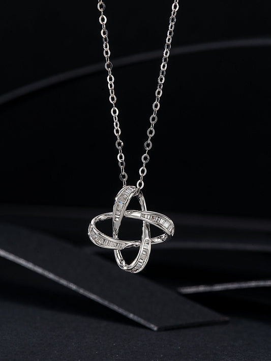 Double Loop T Pendant Jewelry - Sparkling Elegance - White Diamond Pendant