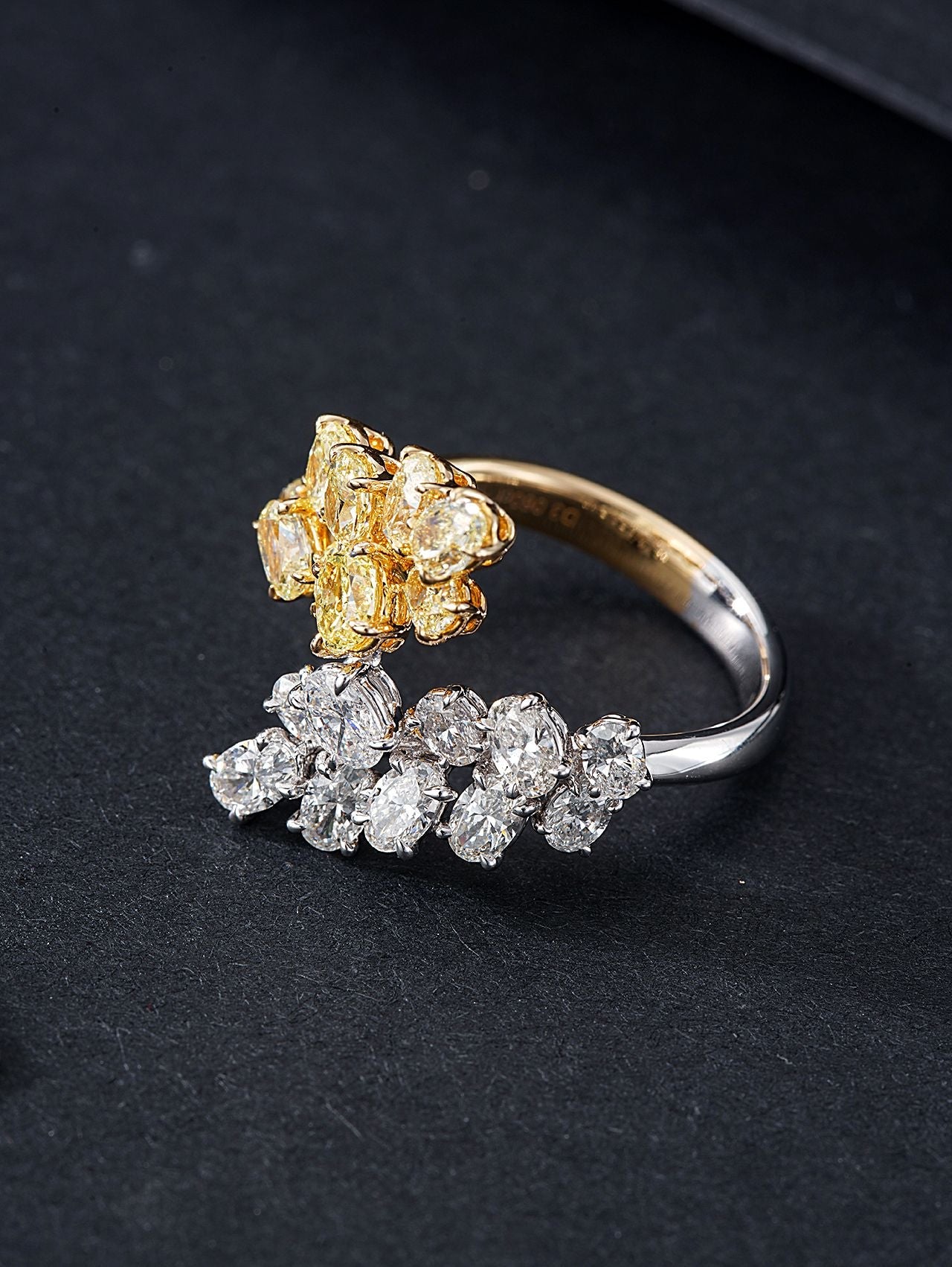 Egg-Shaped Twig Ring with Diamond Accent | Unique Jewelry - White Diamond Ring