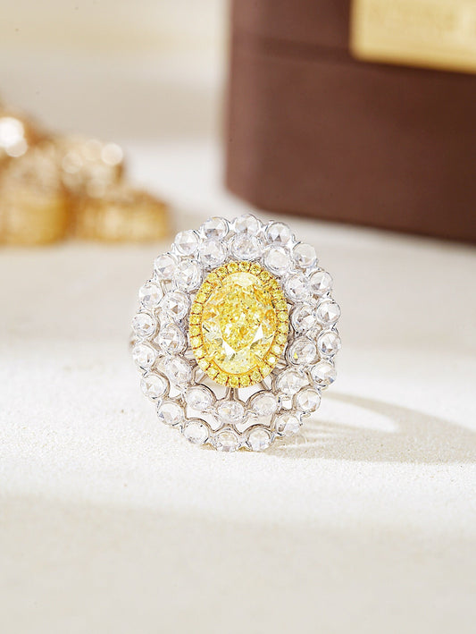 Elegant 2.5 Carat Diamond Ring in a Unique Two-Tone Ellipse Design - Premium Jewelry Jeweler.Jewelry