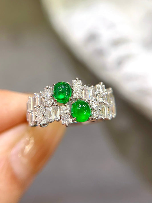 Elegant and Luxurious: 18k Gold Embedded Panjshir Emerald Ring - Premium Jewelry Jeweler.Jewelry