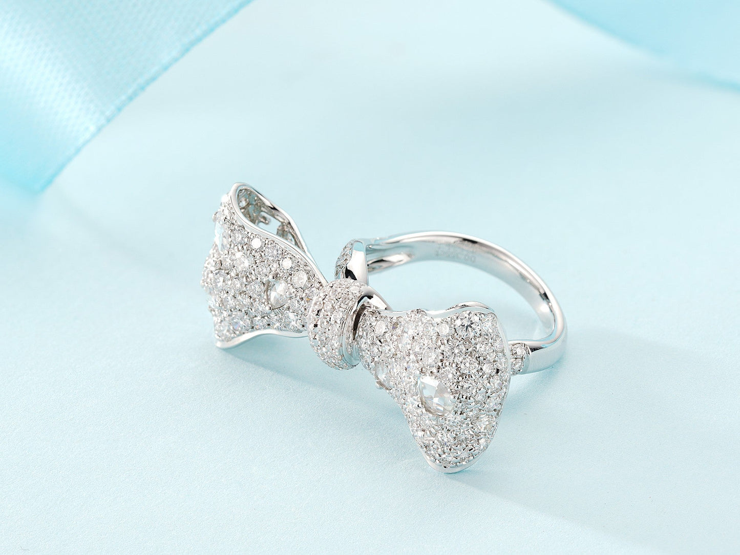 Elegant Bowknot Ring with Diamond Accent - Fine Jewelry Collection - White Diamond Ring