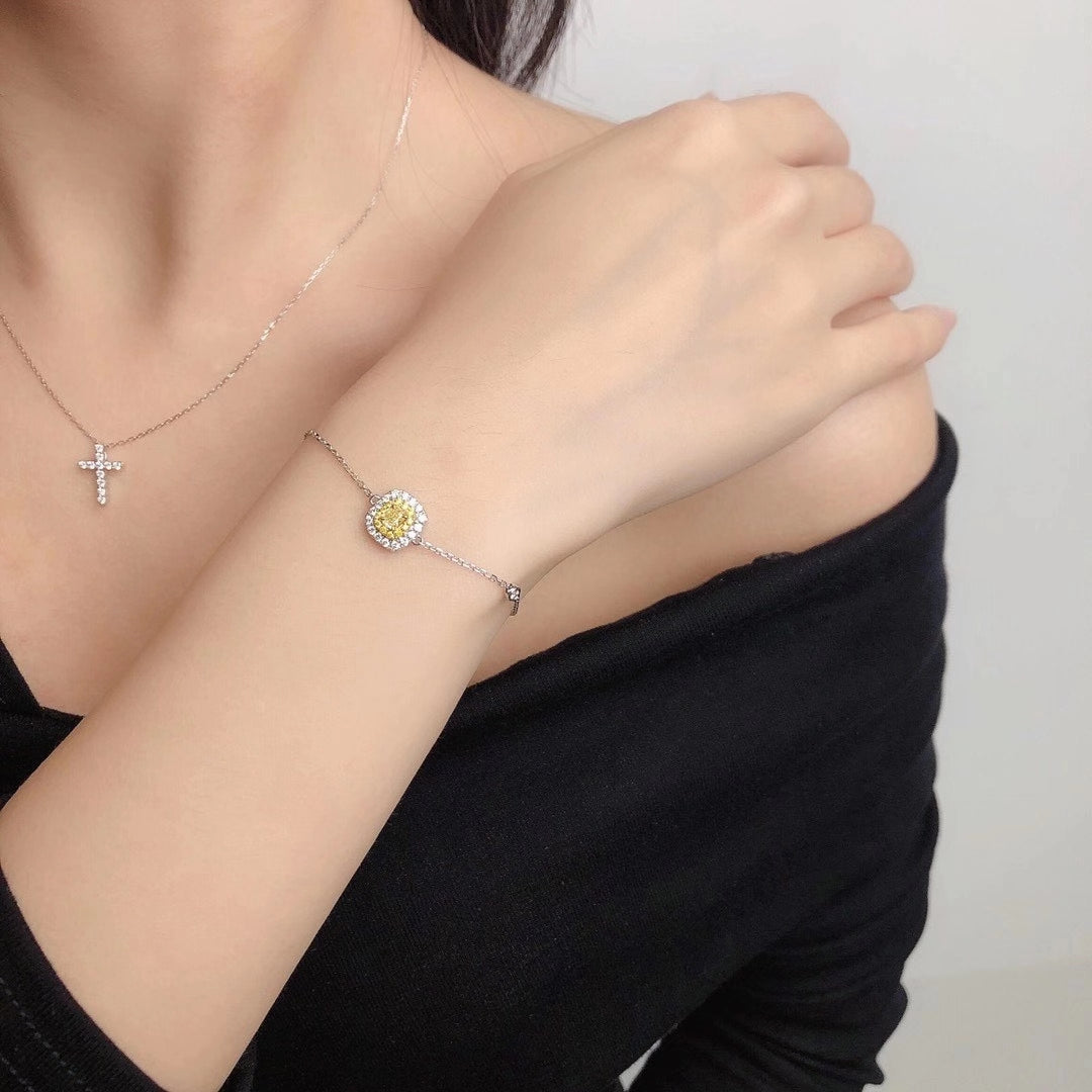 Elegant Cushion-Cut Yellow Diamond Bracelet - Fine Jewelry - Yellow Diamond Bracelet