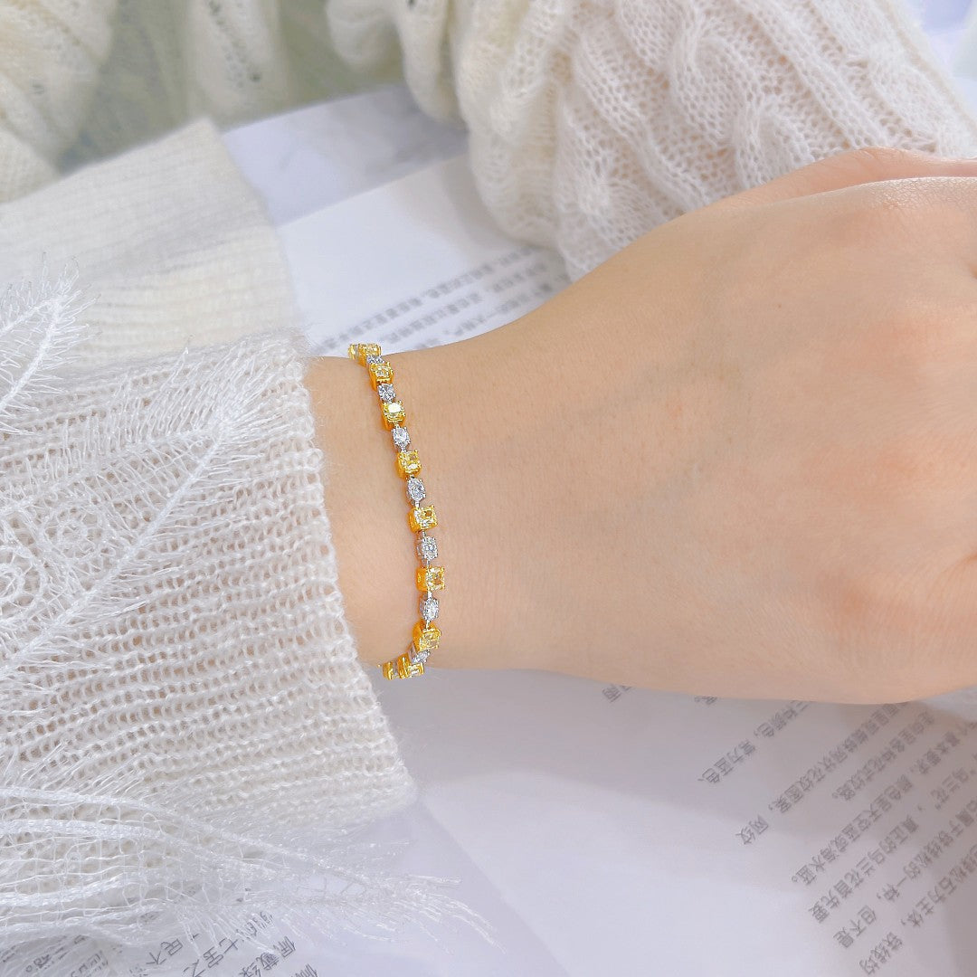 Elegant Cushion-Cut Yellow Diamond Bracelet - Fine Jewelry Collection - Yellow Diamond Bracelet