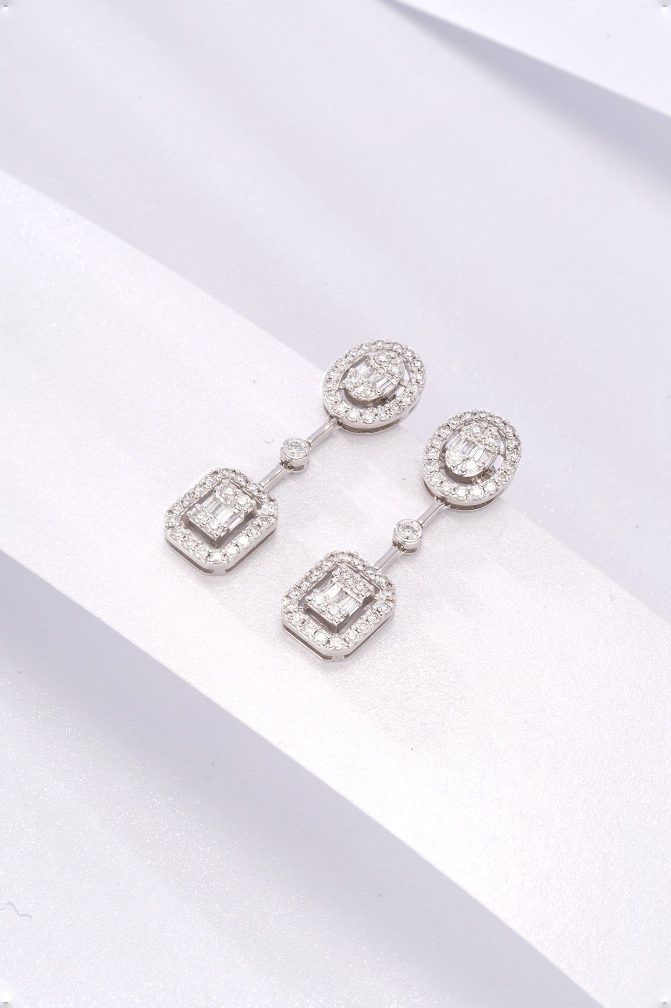 Elegant Diamond Ellipse Step Cut Earrings - Luxury Jewelry - Jeweler.Jewelry