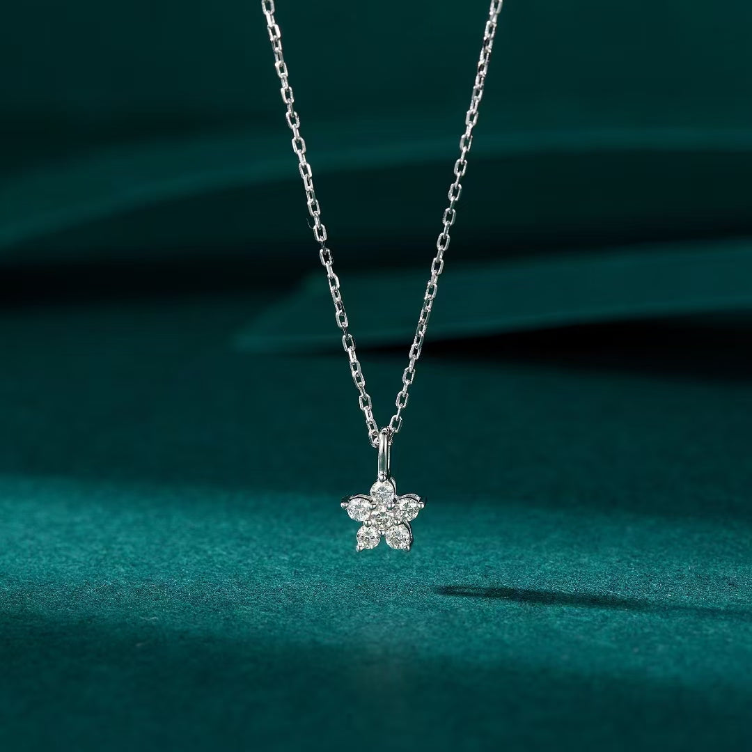 Elegant Diamond Pendant - Quintessential Flower Design Jewelry - White Diamond Pendant