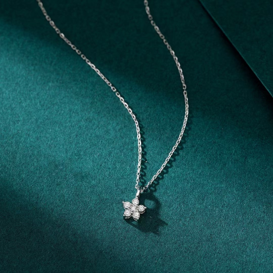 Elegant Diamond Pendant - Quintessential Flower Design Jewelry - White Diamond Pendant