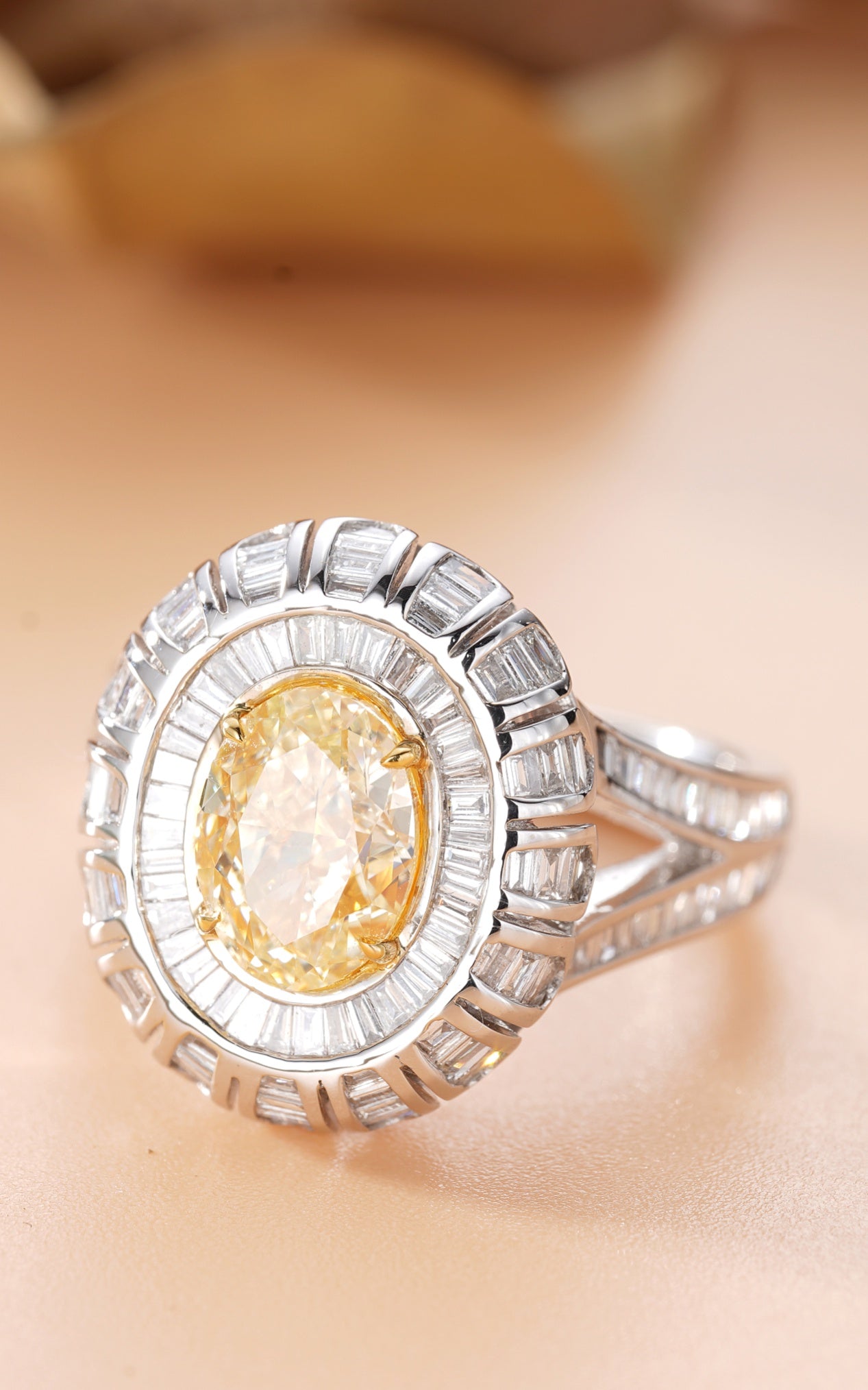 Elegant Ellipse Shape Diamond Ring - Premium Jewelry Collection - Yellow Diamond Ring