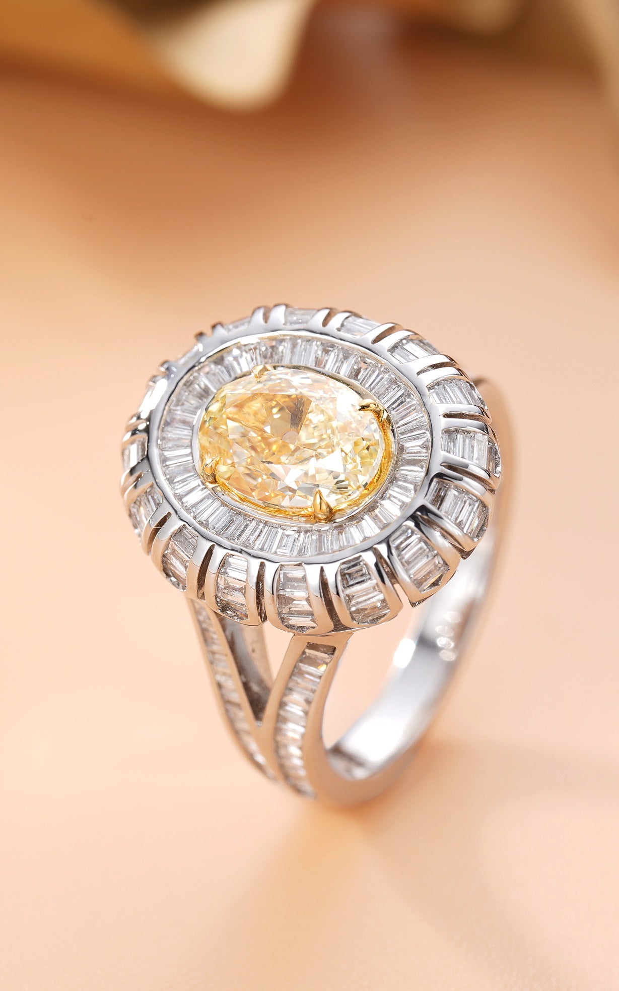 Elegant Ellipse Shape Diamond Ring - Premium Jewelry Collection - Yellow Diamond Ring