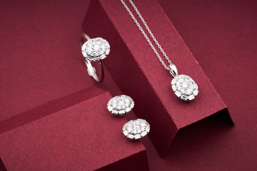 Elegant Ellipse T Series Jewelry Set - A Must-Have for Every Collection - White Diamond Set System