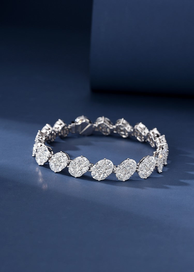 Elegant Elliptical Shape Gemstone Bracelet - Luxury Jewelry Collection - White Diamond Bracelet