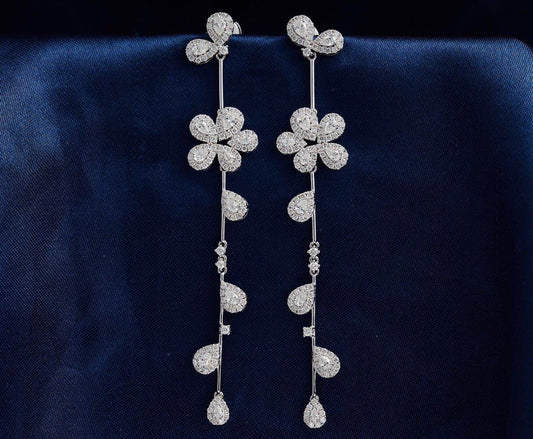 Elegant Flower-Shaped Dangle Earrings - Premium Jewelry - Jeweler.Jewelry