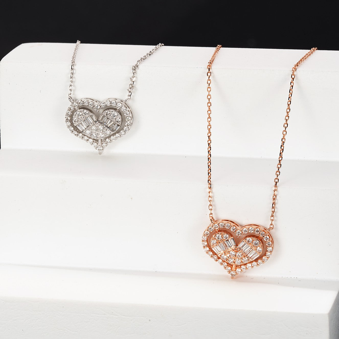 Elegant Heart-Shaped Diamond Jewelry Set - A Must-Have for Every Jewelry Collection - White Diamond Pendant