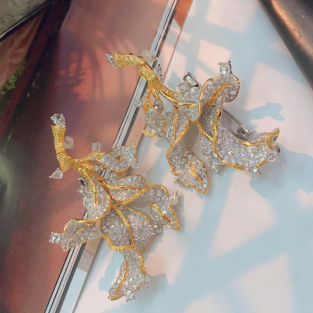 {Elegant Leaf Earrings with Diamond Accent - A Must-Have Jewelry Piece} Jeweler.Jewelry