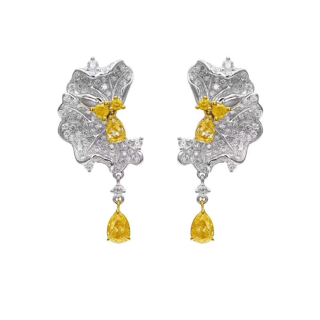 Elegant Leaf-Shaped Diamond Earrings with Dewdrop Design Jeweler.Jewelry