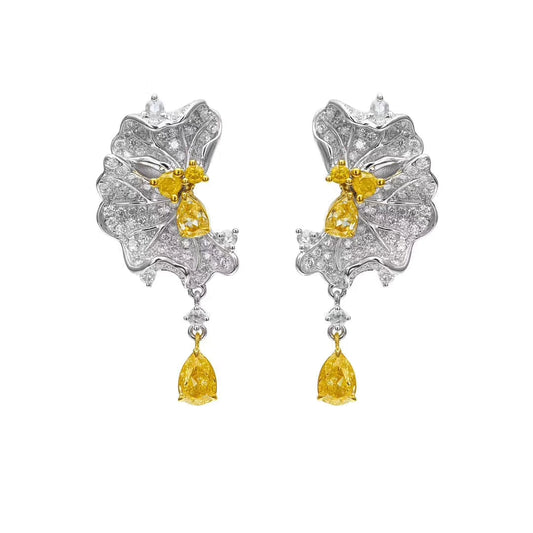 Elegant Leaf-Shaped Diamond Earrings with Dewdrop Design Jeweler.Jewelry