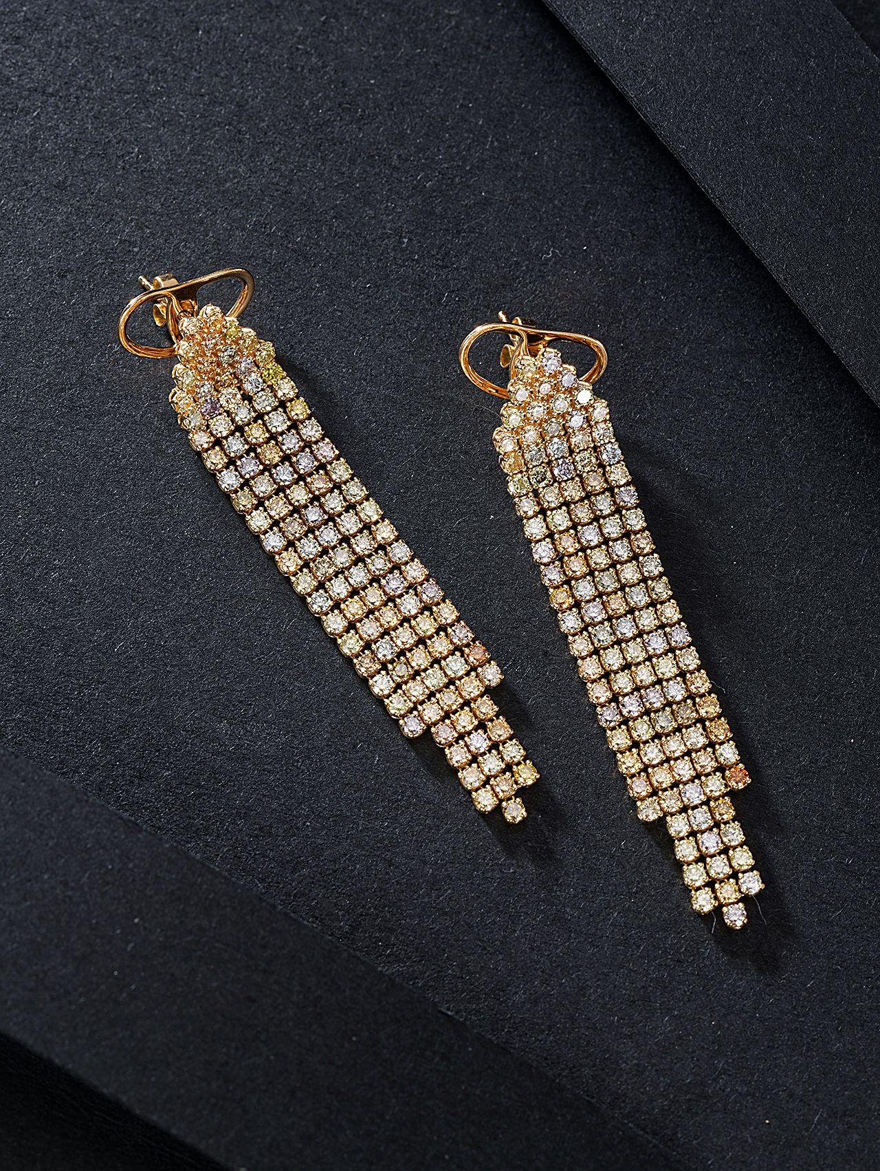 Elegant Long Tassel Earrings with Diamond Accent – Luxury Jewelry Jeweler.Jewelry