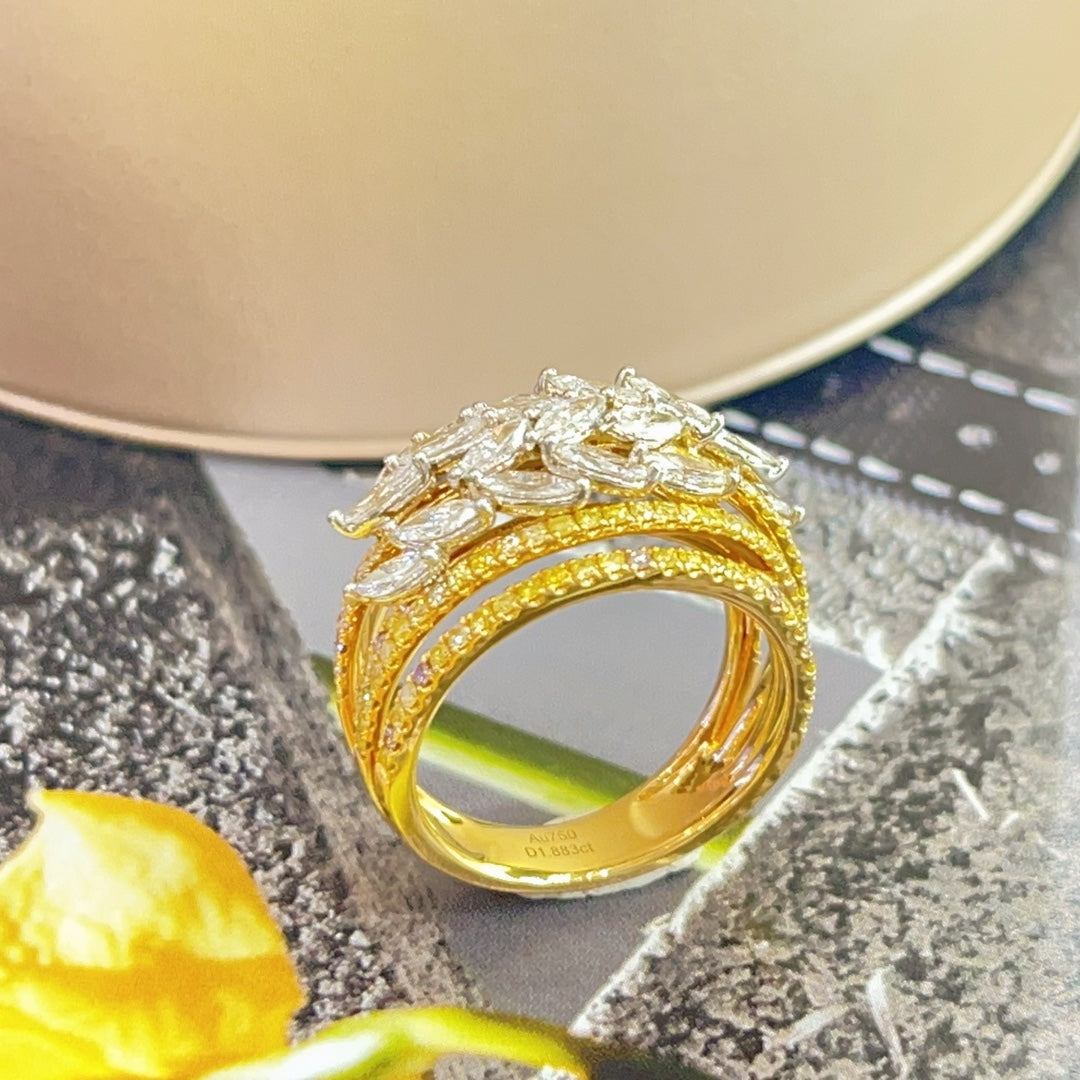 Elegant Marquise Cut Light Luxury Ring - Fine Jewelry Collection - White Diamond Ring