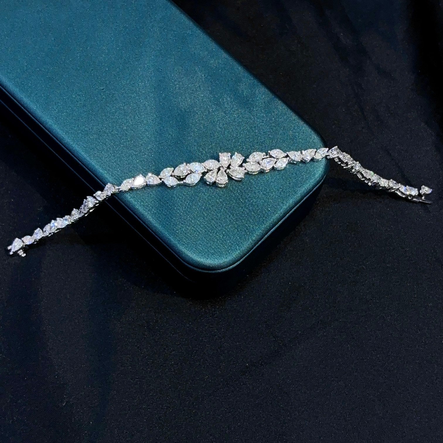 Elegant Marquise Drop Shape Jewelry Bracelet with Sparkling Stones - White Diamond Bracelet