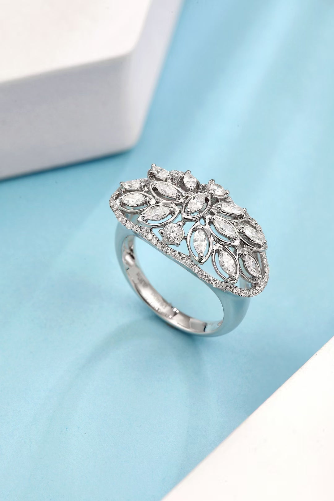 Elegant Marquise Shape Ring - Fine Jewelry Collection - White Diamond Ring