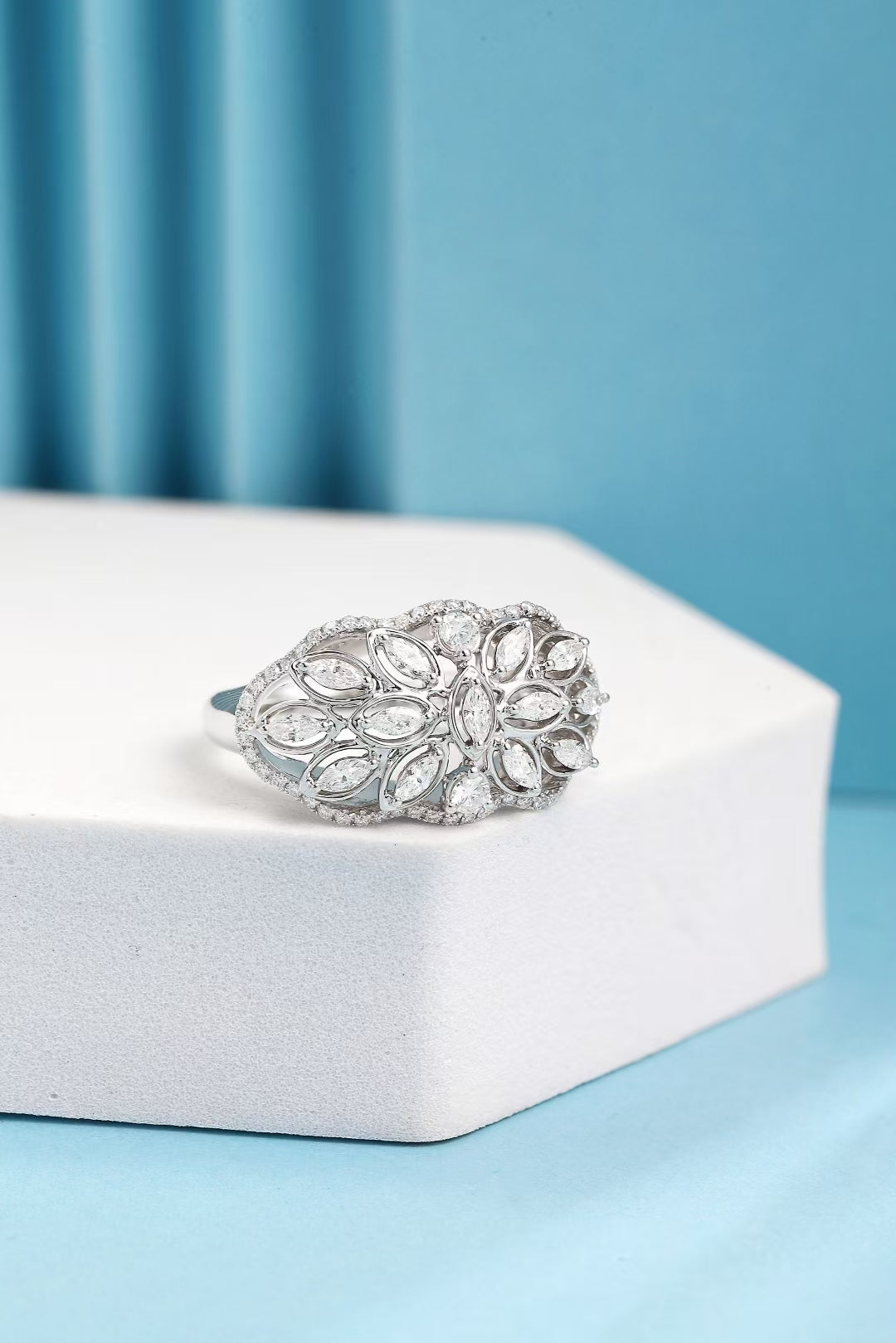 Elegant Marquise Shape Ring - Fine Jewelry Collection - White Diamond Ring