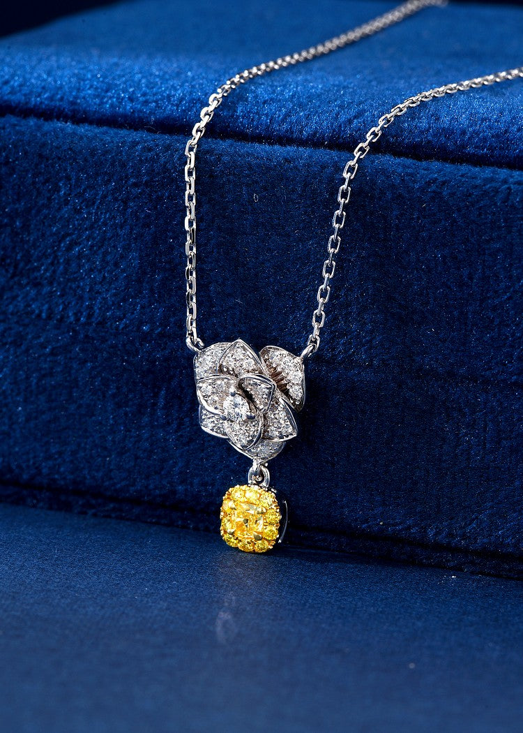 Elegant Marquise-Shaped Pendant with Diamond Accents - Fine Jewelry - Yellow Diamond Pendant