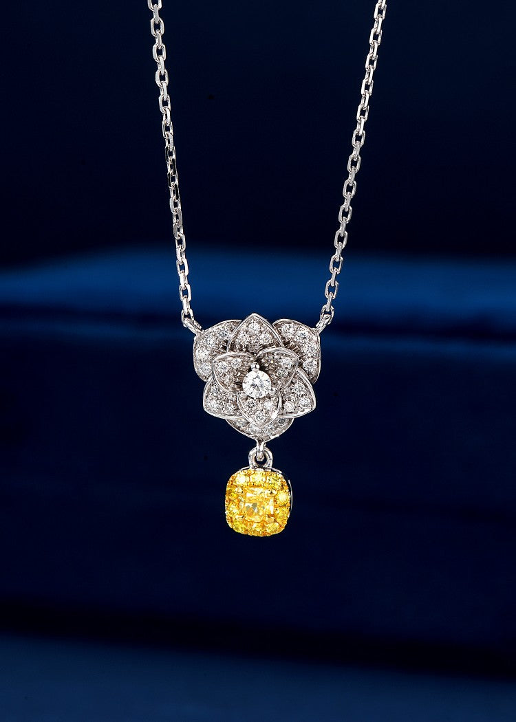 Elegant Marquise-Shaped Pendant with Diamond Accents - Fine Jewelry - Yellow Diamond Pendant