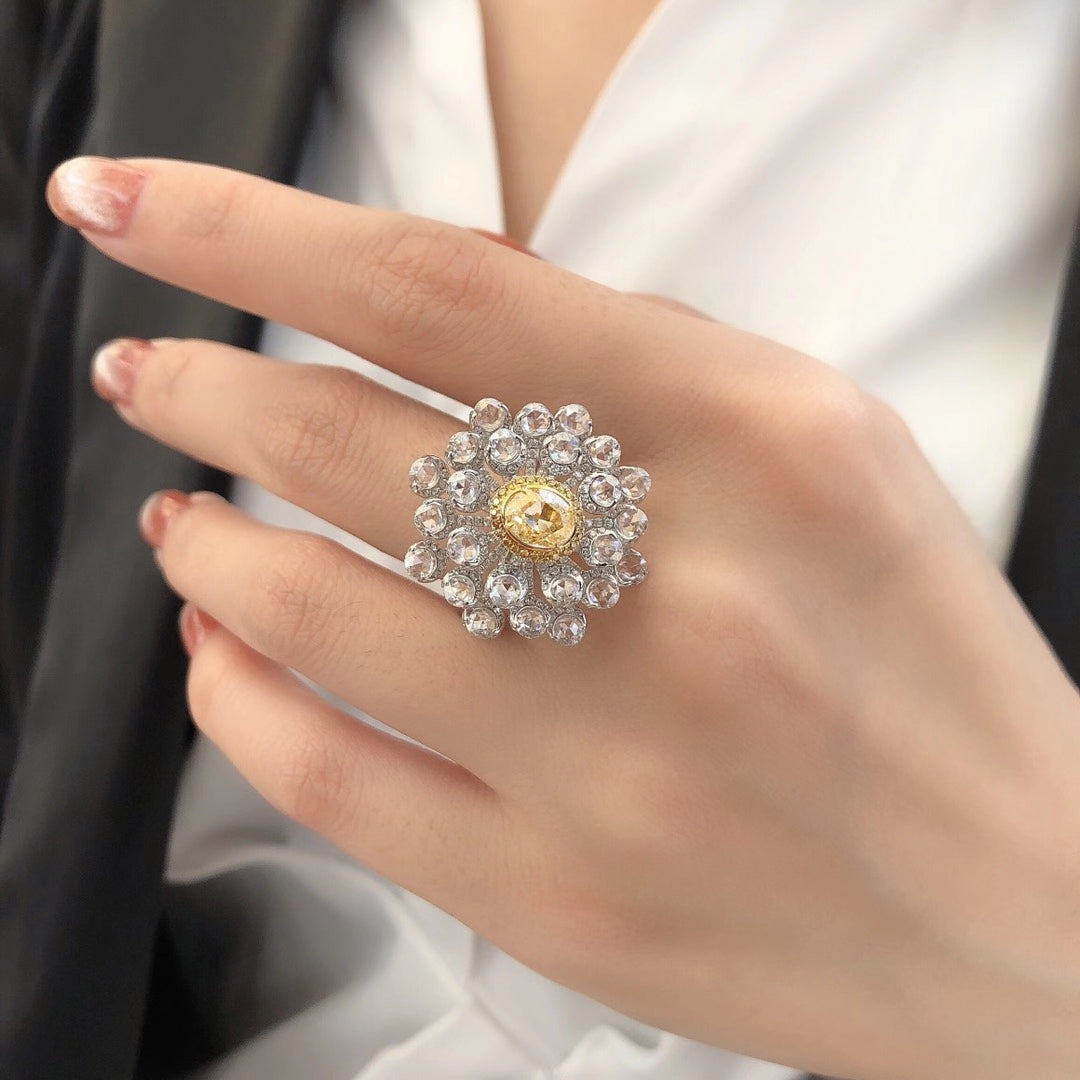 Elegant New Oval Yellow Diamond Ring - Luxury Jewelry Collection - Yellow Diamond Ring