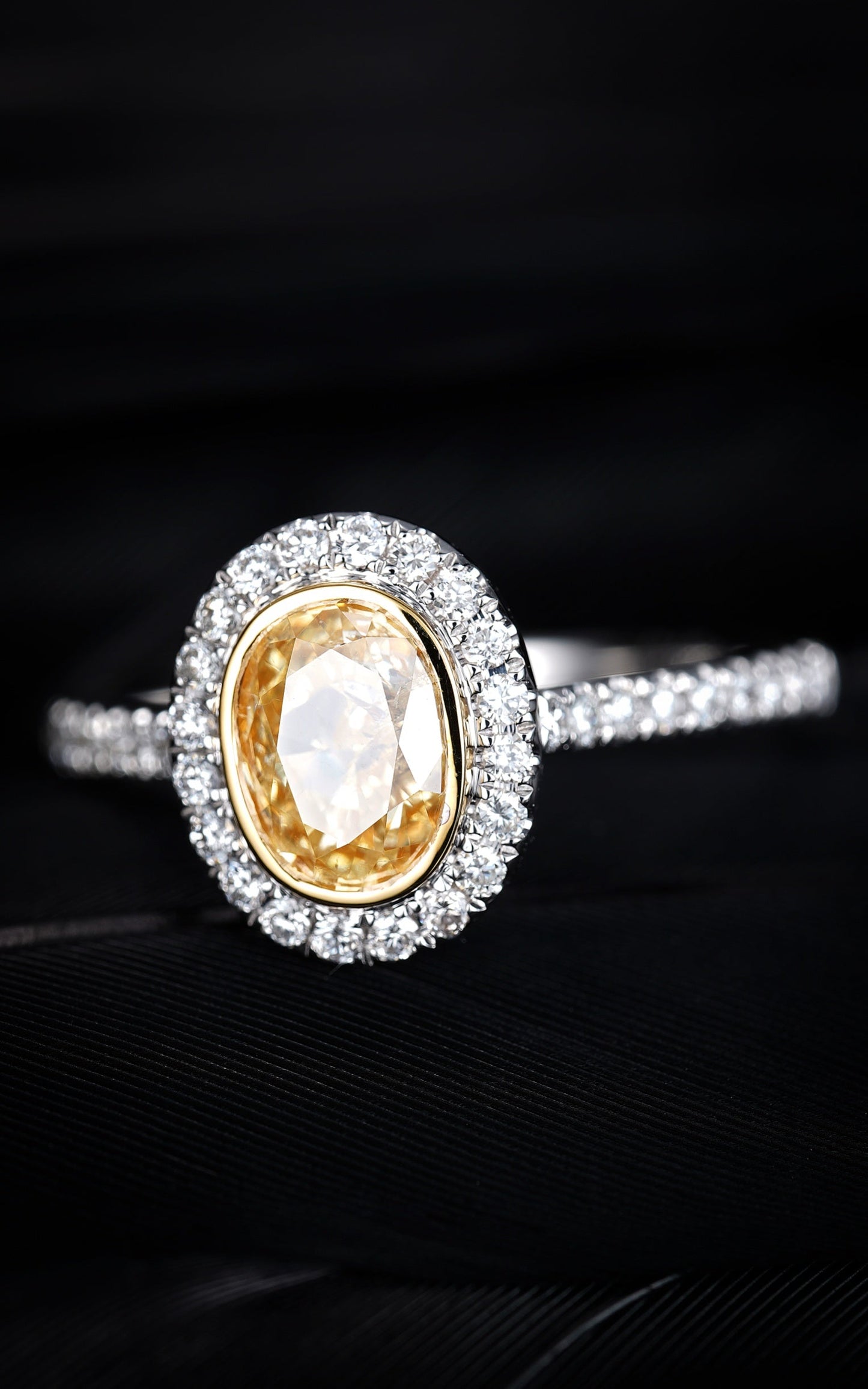 Elegant Oval Cut Yellow Diamond Ring - Premium Jewelry - Yellow Diamond Ring