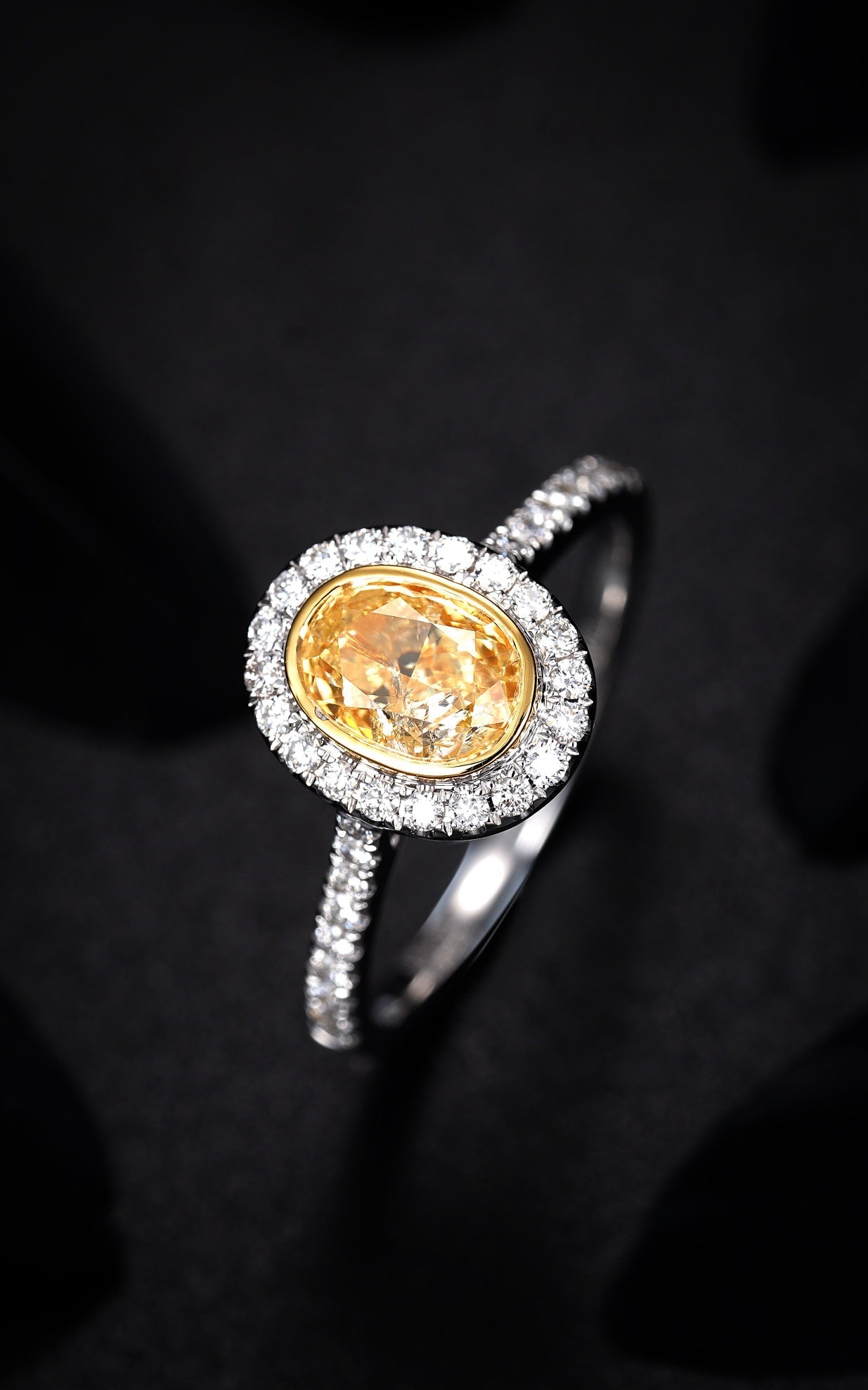 Elegant Oval Cut Yellow Diamond Ring - Premium Jewelry - Yellow Diamond Ring