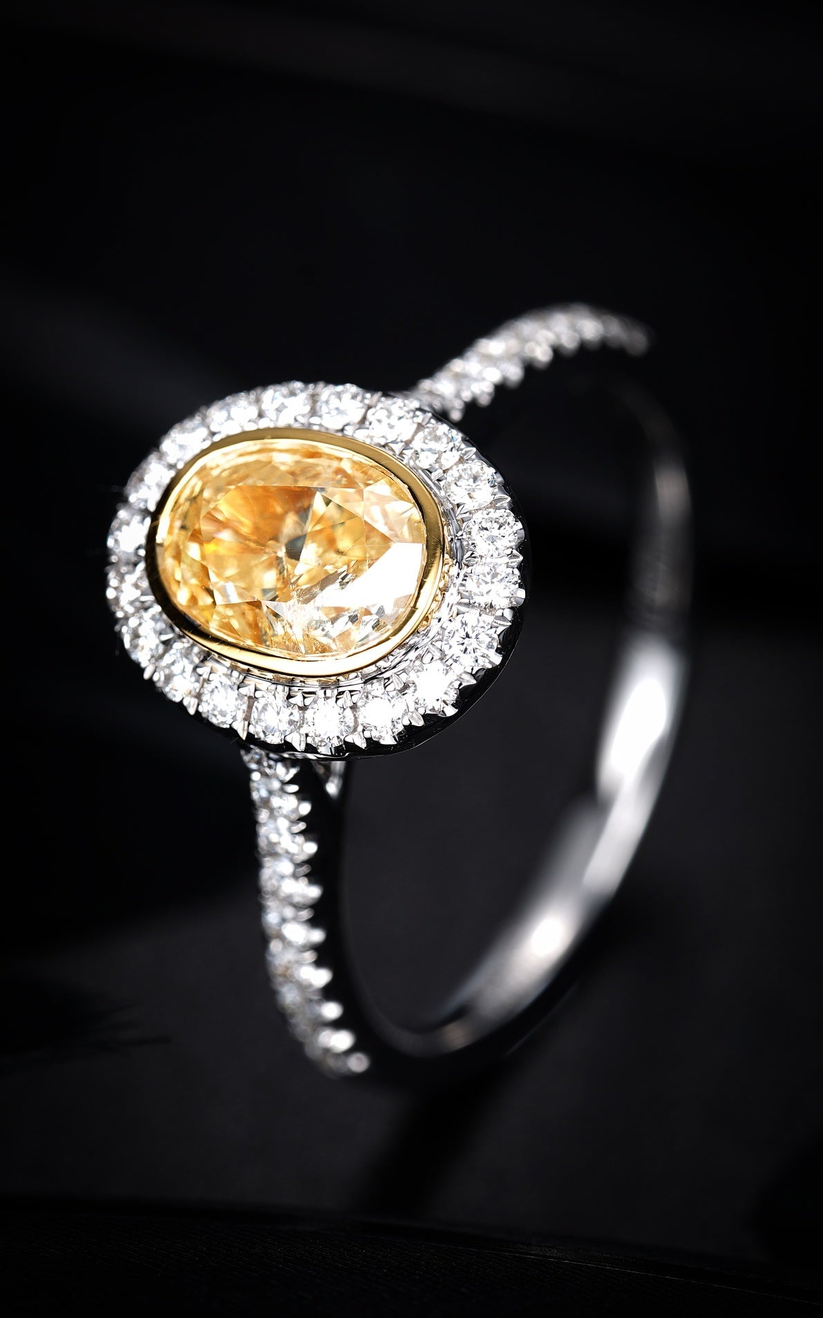 Elegant Oval Cut Yellow Diamond Ring - Premium Jewelry - Yellow Diamond Ring