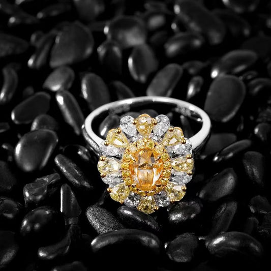 Elegant Oval Drop Diamond Ring - Premium Jewelry Collection - Yellow Diamond Ring