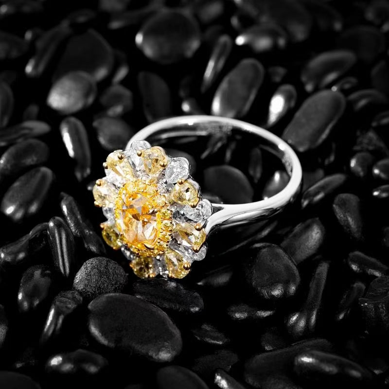 Elegant Oval Drop Diamond Ring - Premium Jewelry Collection - Yellow Diamond Ring