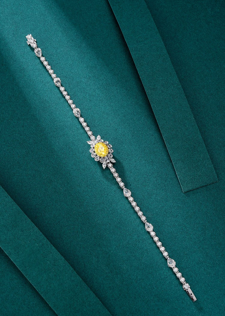 Elegant Oval Flower Bracelet - Premium Jewelry Choice - Yellow Diamond Bracelet