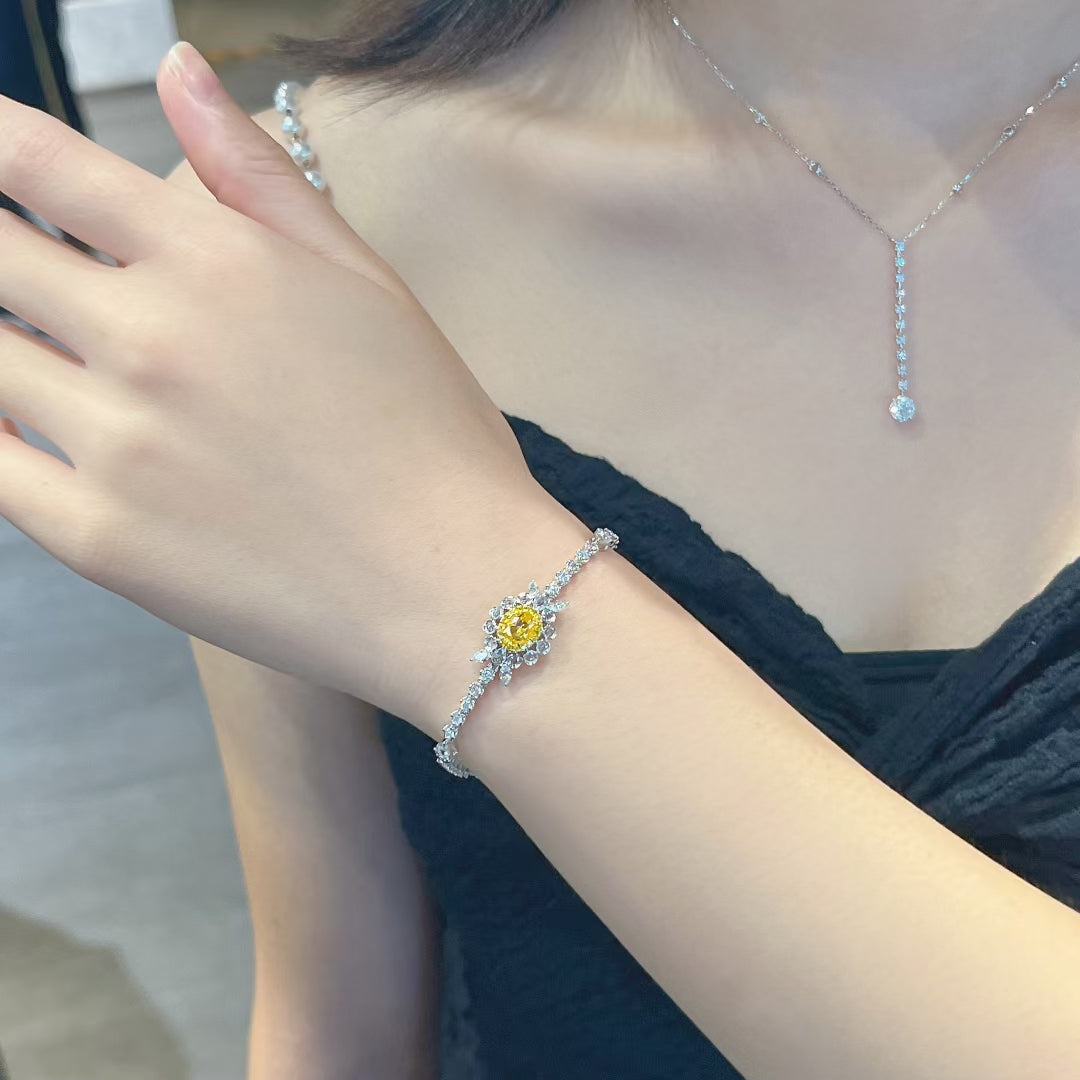 Elegant Oval Flower Bracelet - Premium Jewelry Choice - Yellow Diamond Bracelet