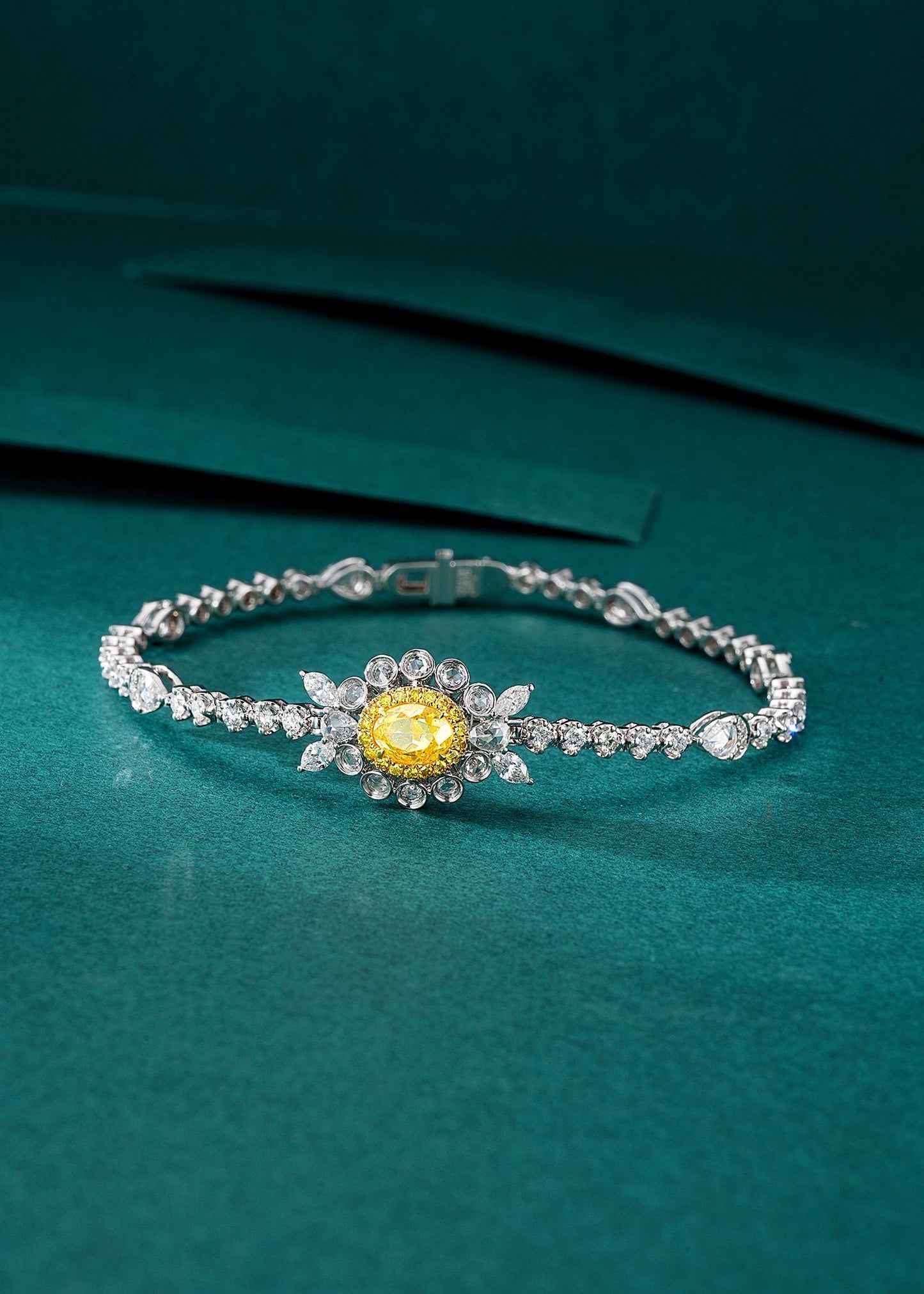 Elegant Oval Flower Bracelet - Premium Jewelry Choice - Yellow Diamond Bracelet