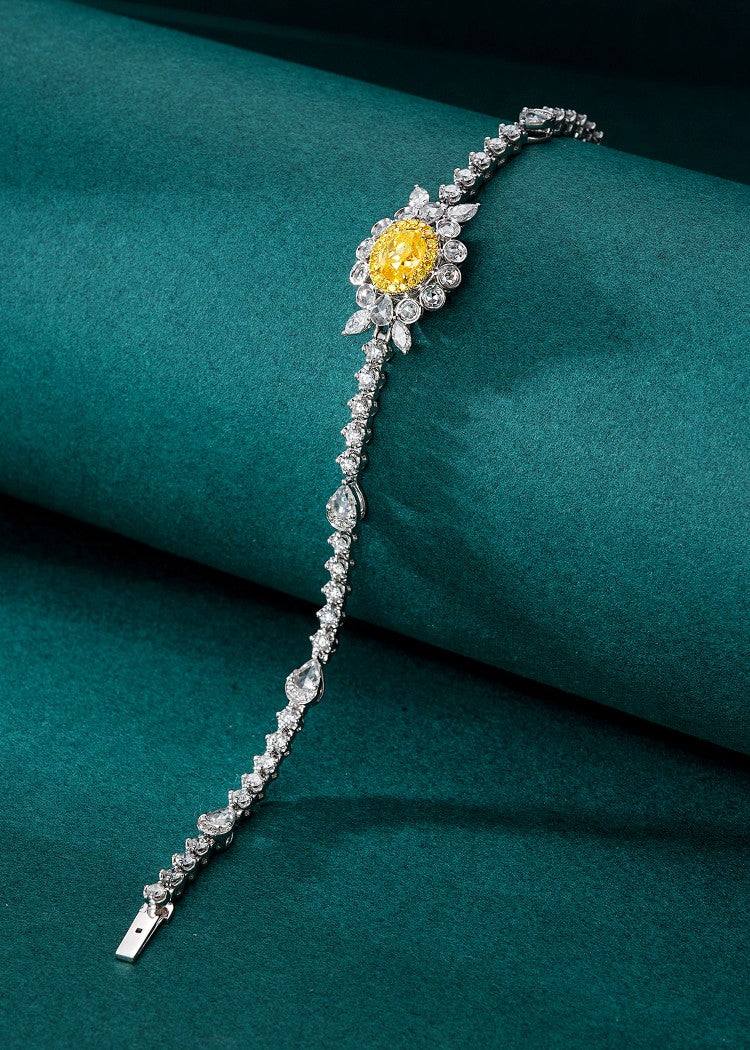 Elegant Oval Flower Bracelet - Premium Jewelry Choice - Yellow Diamond Bracelet