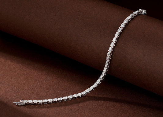 Elegant Oval Full Diamond Bracelet - Luxurious Jewelry Piece - White Diamond Bracelet