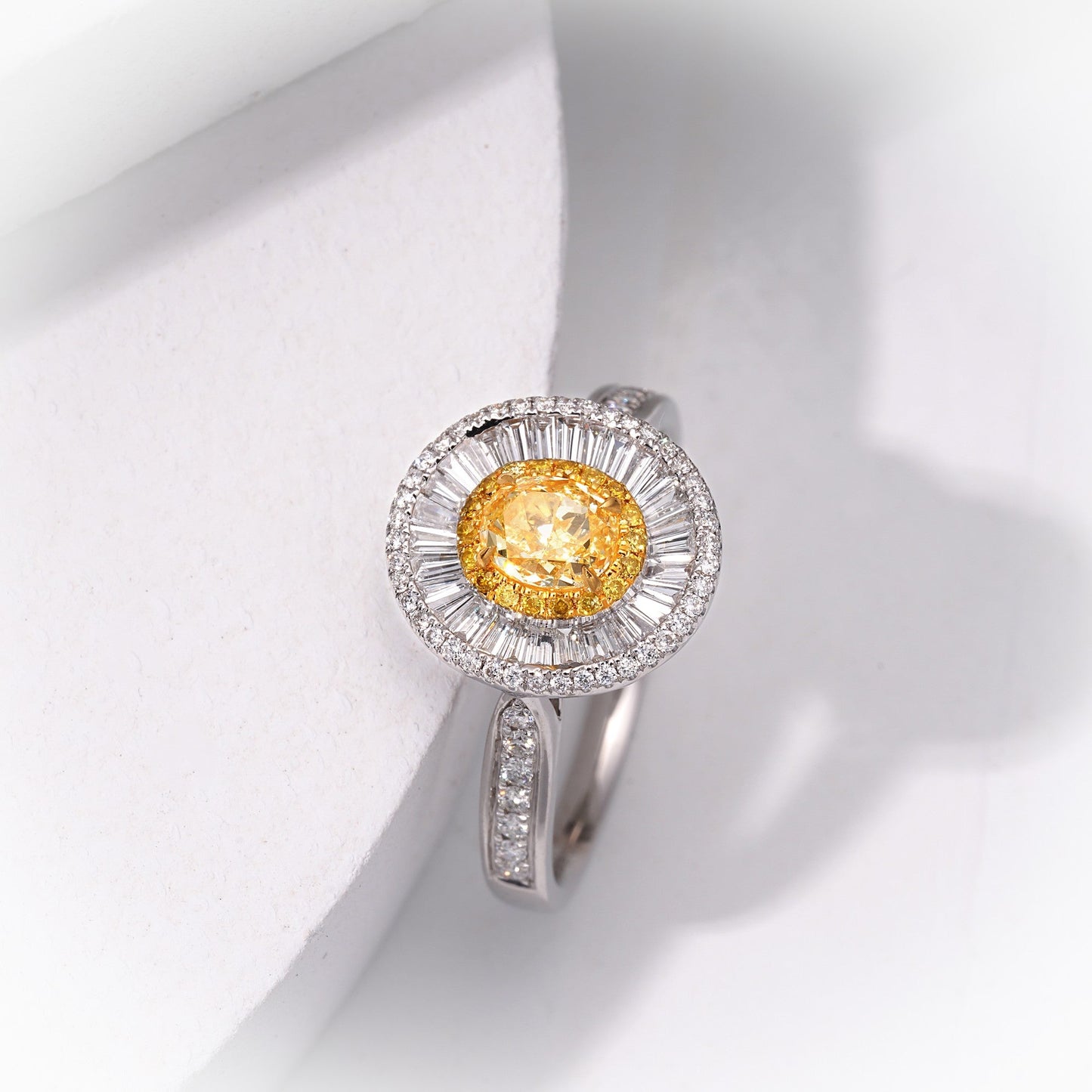 Elegant Oval Yellow Diamond Ring - A Unique Jewelry Piece - Yellow Diamond Ring