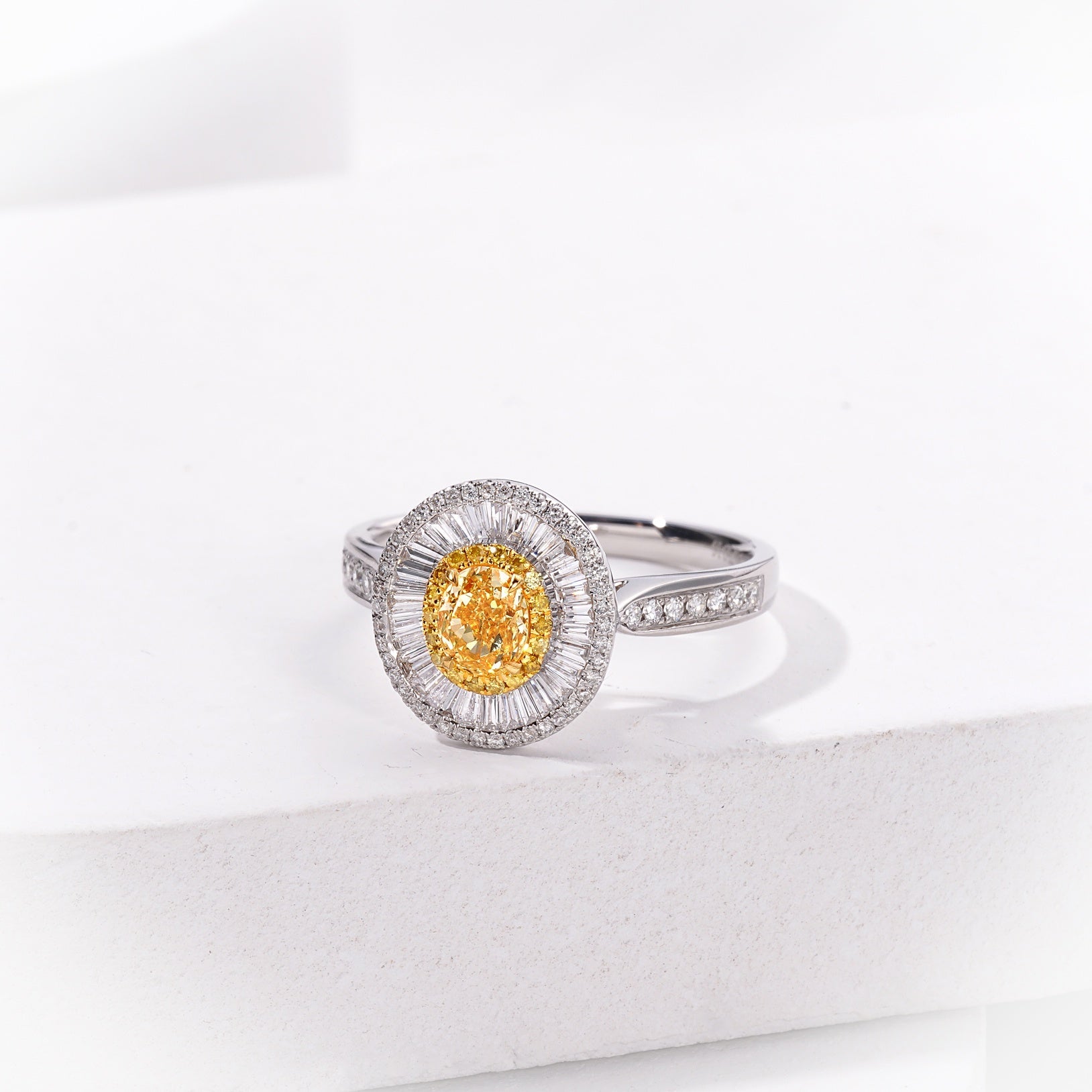 Elegant Oval Yellow Diamond Ring - A Unique Jewelry Piece - Yellow Diamond Ring