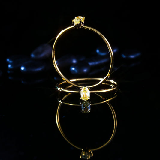 Elegant Single Elliptical Yellow Diamond Ring in Gold - Fine Jewelry Jeweler.Jewelry