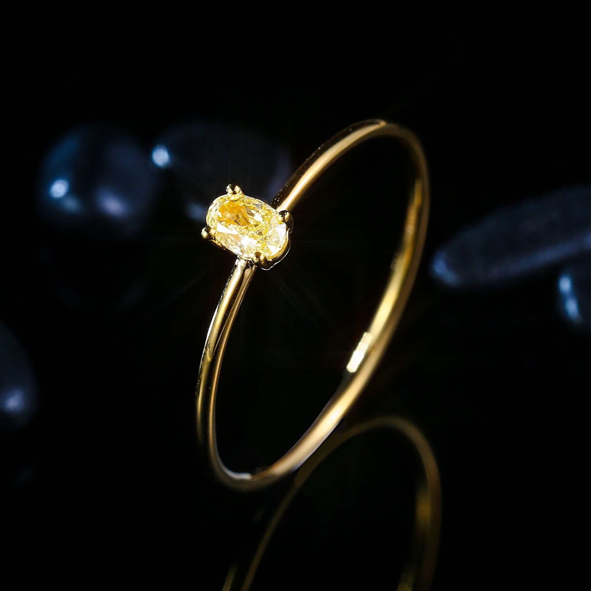 Elegant Single Elliptical Yellow Diamond Ring in Gold - Fine Jewelry Jeweler.Jewelry